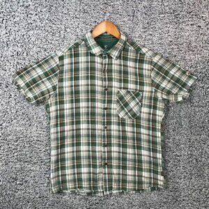 Kuhl Shirt Mens Medium Green‎ Plaid Camp Hike Tech Seer Sucker Textured Adult M